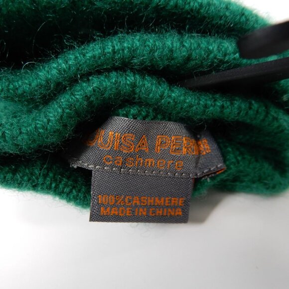 Louisa Perini Ladies 100% Cashmere Knit Gloves Green ONE SIZE Tech Friendly NEW - Picture 2 of 4